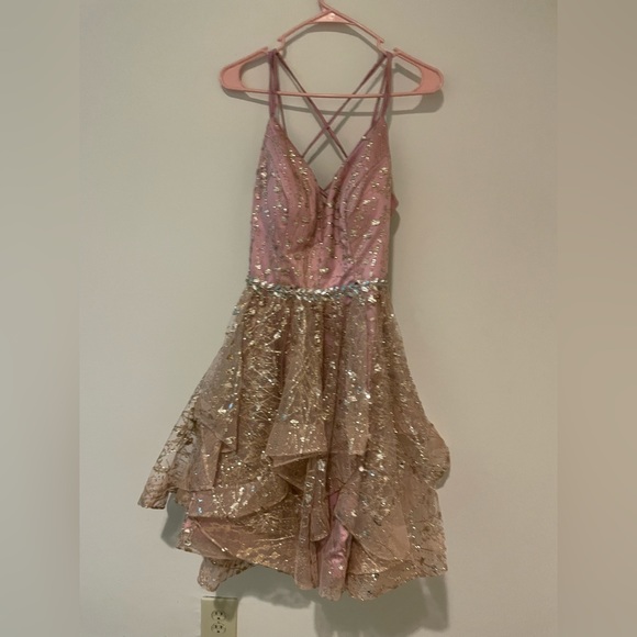 Short Beautiful Rose Gold Dress - Picture 3 of 6